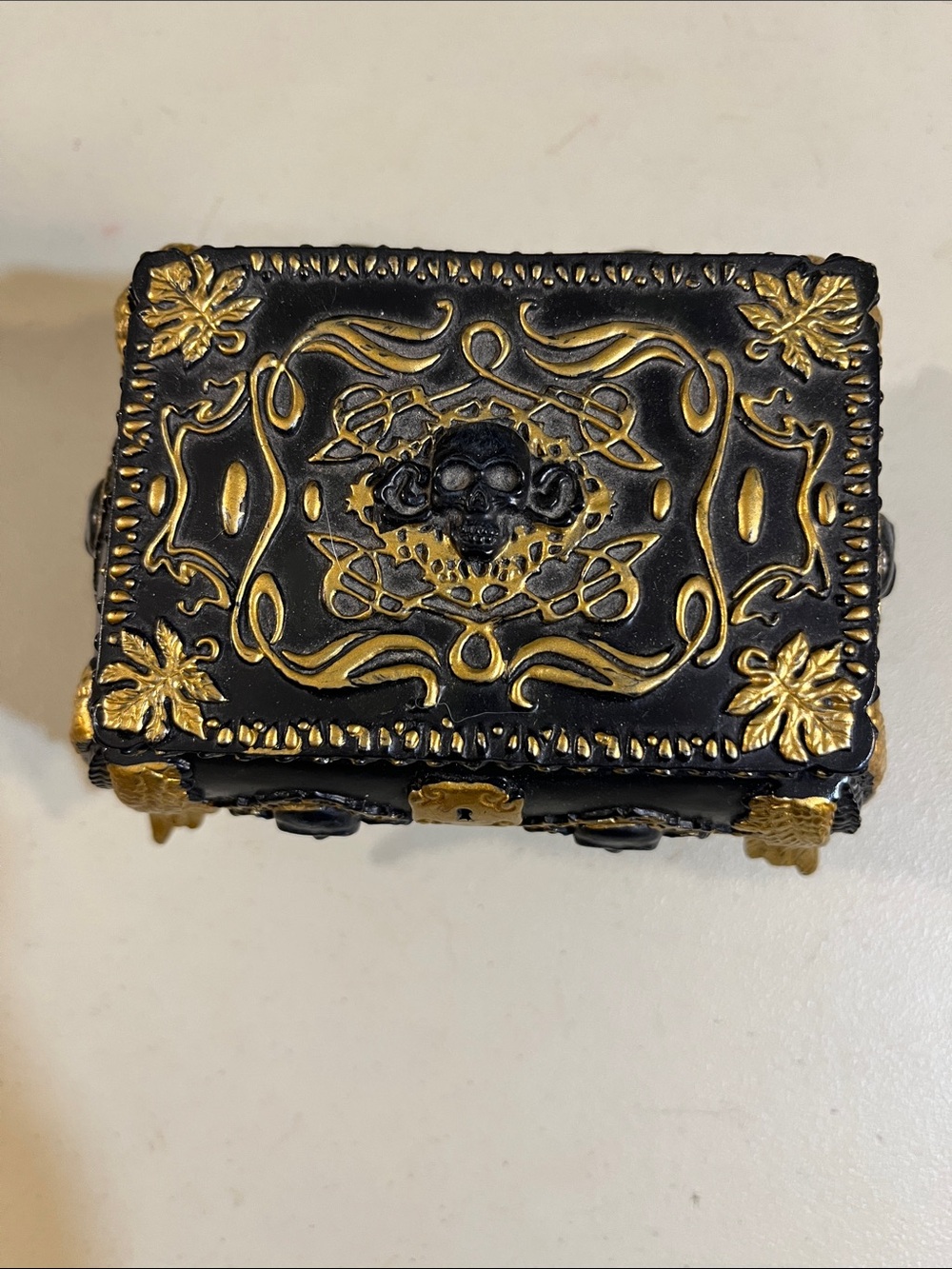 Black and Gold Decorative Skull Jewelry Box - Women Accessories